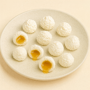 Ciliegini di formaggio di capra con ripieno al miele