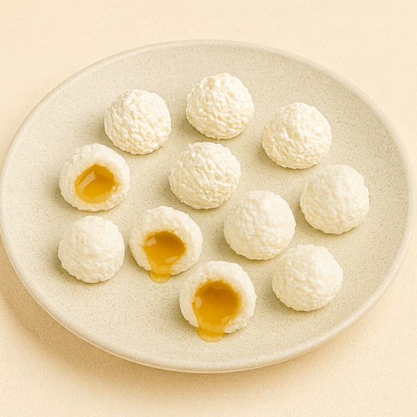 Ciliegini di formaggio di capra con ripieno al miele